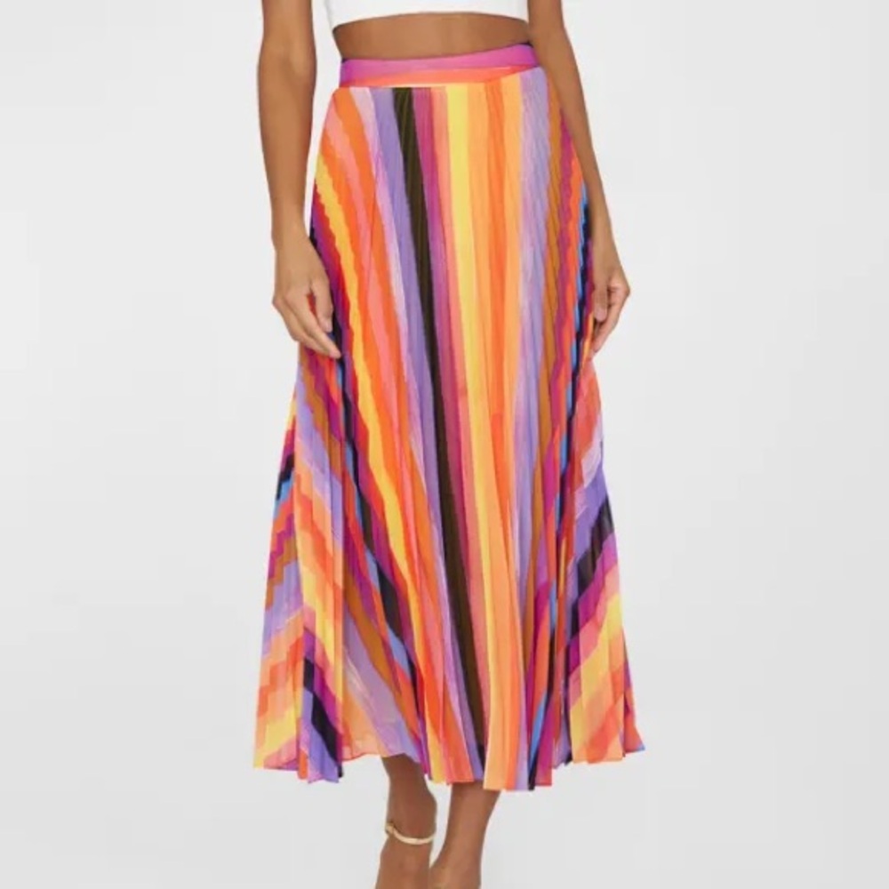 Otha Sunset Stripe Pleated Midi Skirt SIZE 2